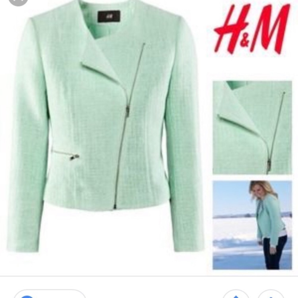 H&M Mint Green Blazer -Chanel inspired,tweed style
